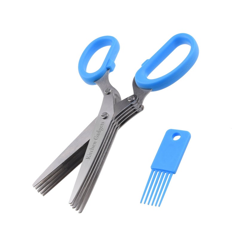 Kitchen Gadgets Herb Scissors - with Kitchen Gadgets Retail Package - Multipurpose Kitchen Shears - 5 Extremely Sharp Stainless Steel Blades - Handy Cleaning Comb - Multi Blade - Time-Saving - Chop Herbs - Image 2